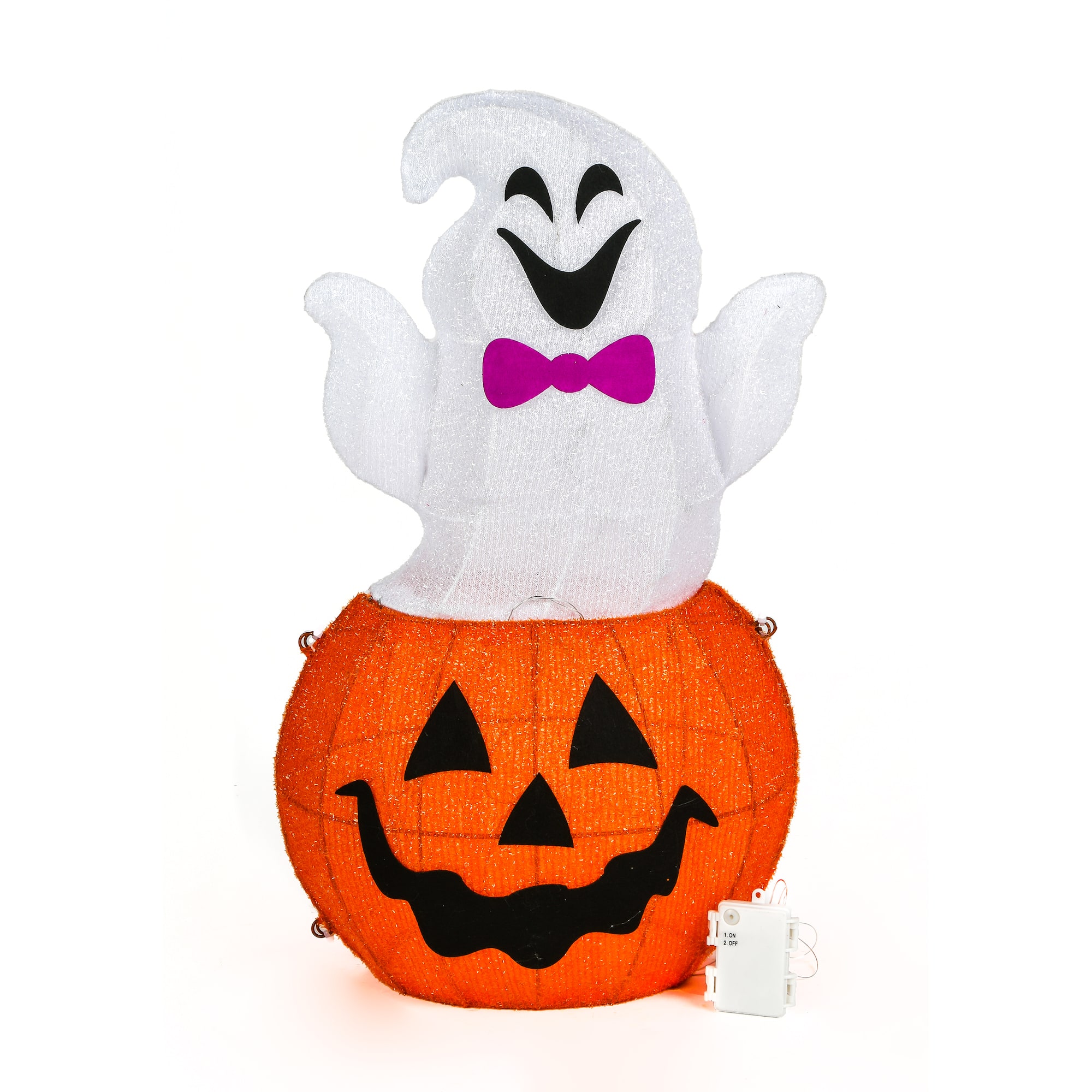 24'' Pre-Lit Pumpkin and Ghost Halloween Décor